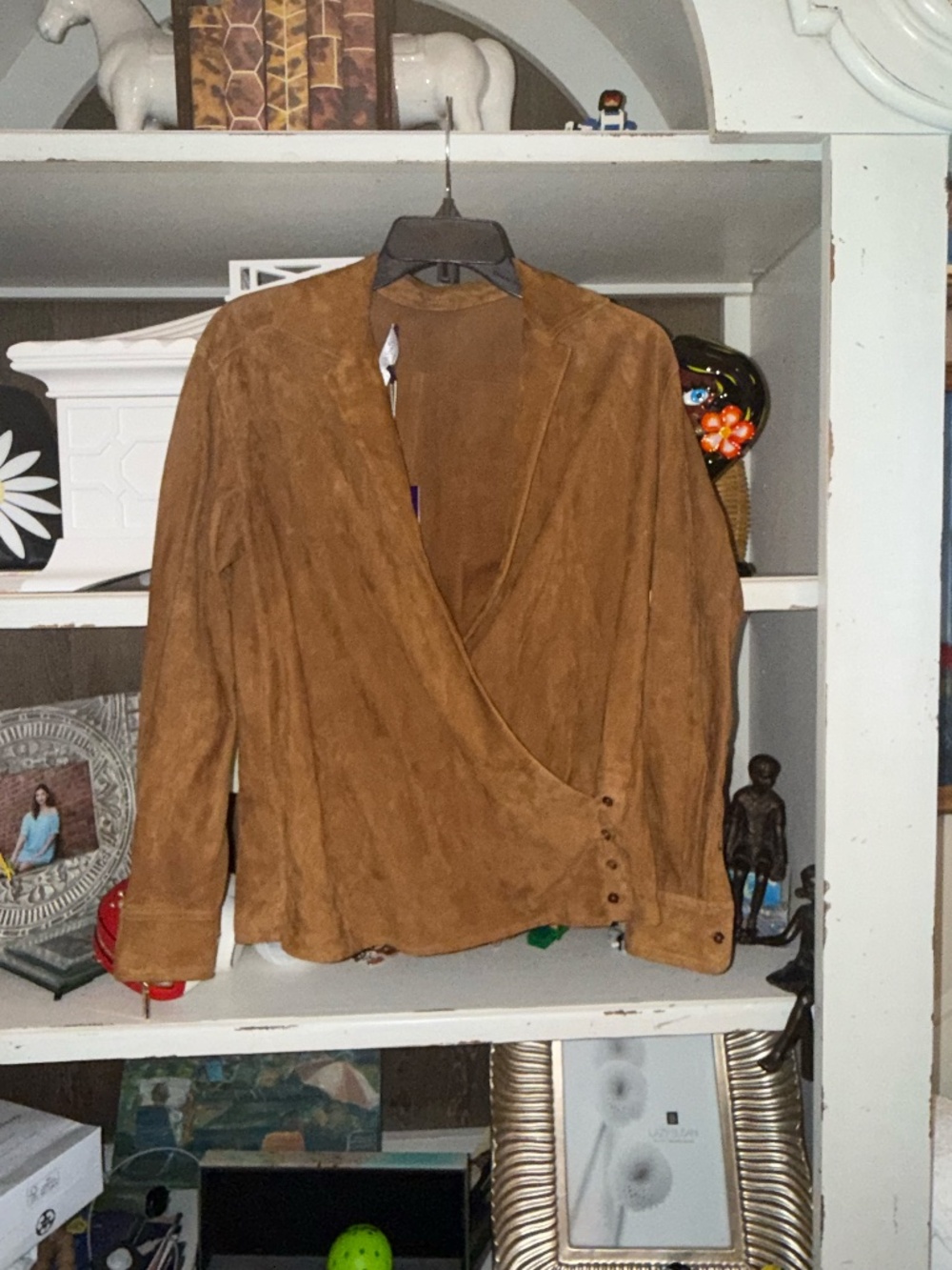 Ralph Lauren sz 2 brown capri lamb suede wrap shirt jacket - Picture 4 of 10